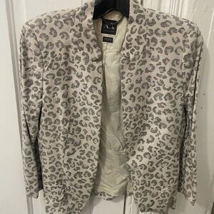 Armani Exchange Gray Leopard Print Blazer